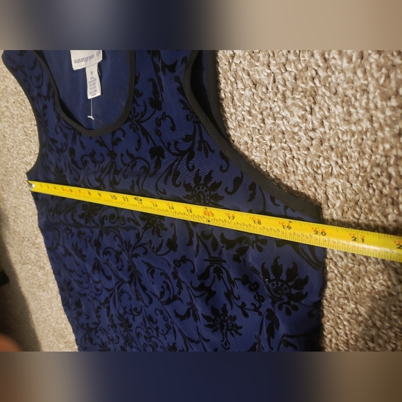 Women's Two Piece Top & Jacket Blue & Black Velvet Susan Graver Style Medium - Picture 8 of 9